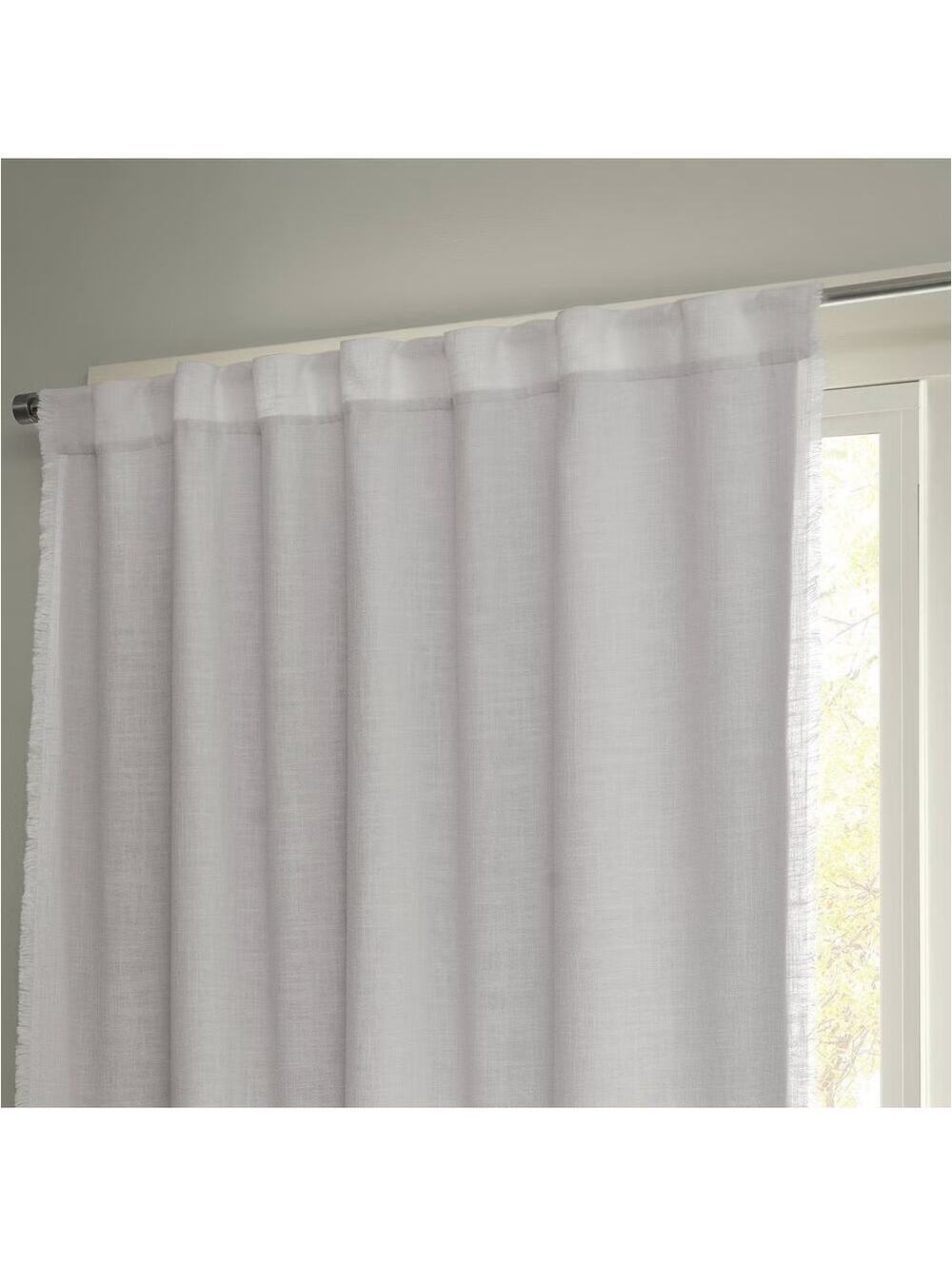(1) Threshold NWT NIB Blackout Slub Weave Raw Edge Curtain Panel White 50x63